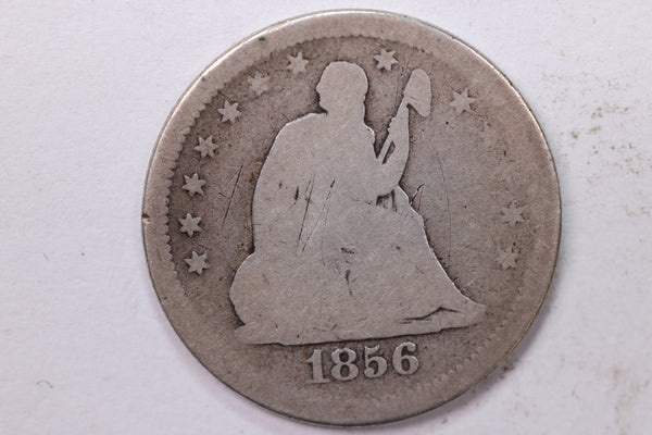 1856-S Seated Liberty Quarter., Good. Circulated Coin., Store #1841