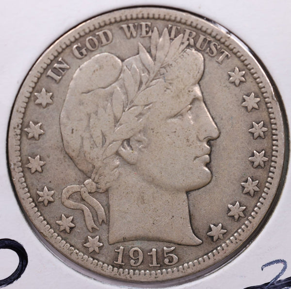 1915-D Barber Silver Half Dollar., Fine+ Circulated Coin., Store #1849