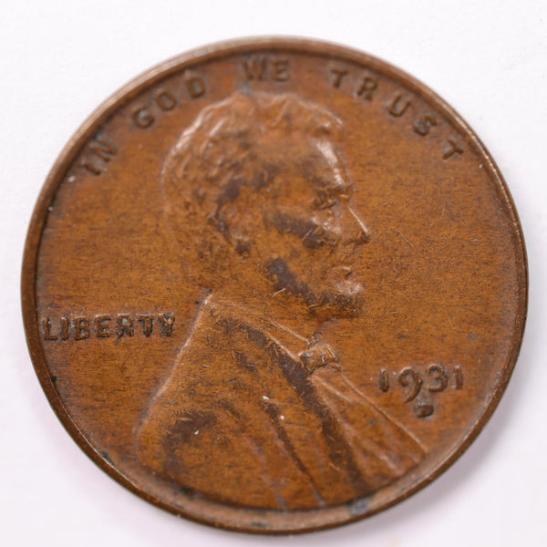 1931-D Lincoln Wheat Cent., Extra Fine Circulated Coin., Store #1861