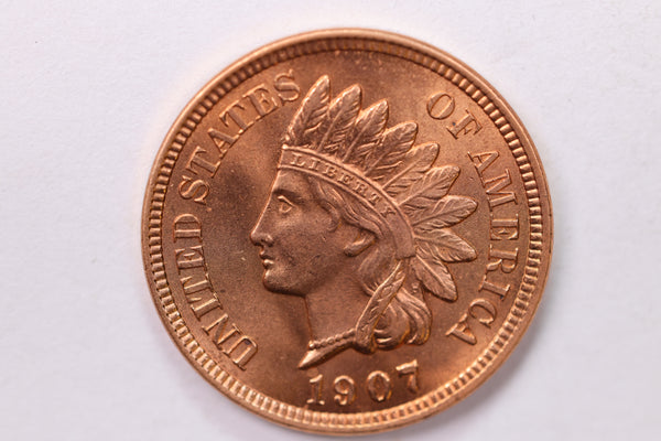 1907 Indian Head Cent., Red Mint State., Uncirculated Coin., STORE #1876