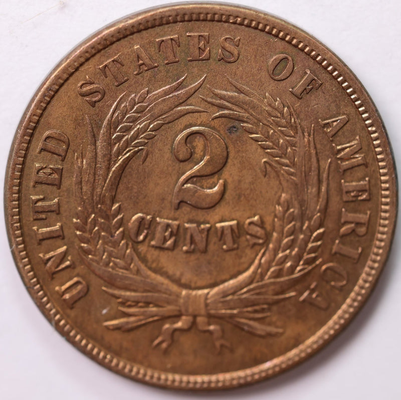 1864 Two Cent Piece., Brown Mint State., Uncirculated Coin., STORE