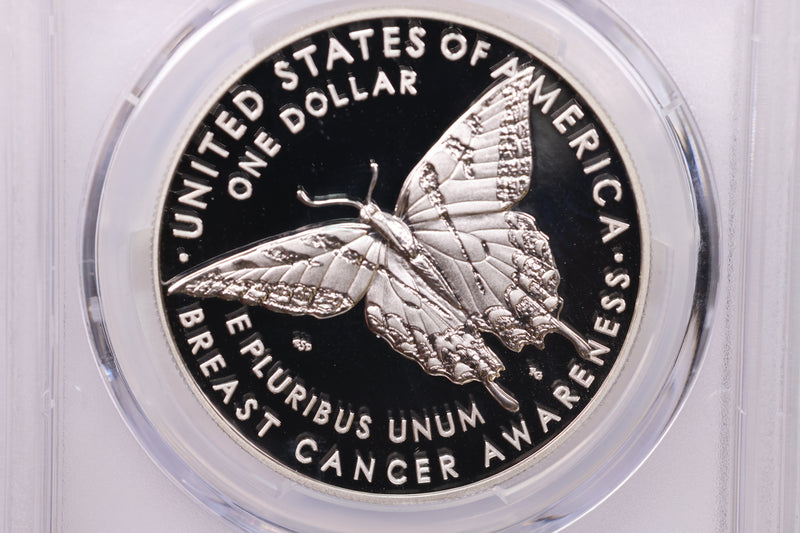 2018-P.,Breast Cancer Awareness, Silver Commemorative., PCGS PR-69.,