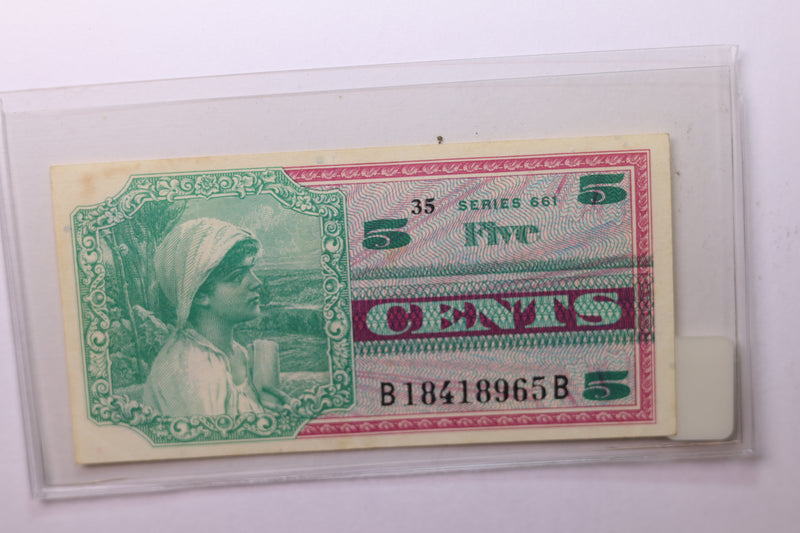 5 Cent, Military Payment Certificate, (MPC), Affordable Circulated Currency., STORE SALE