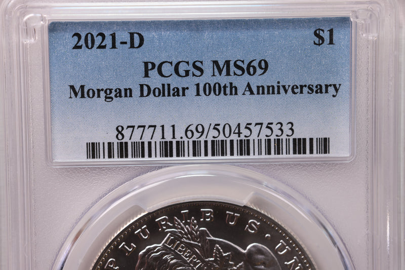 2021-D $1, Morgan Silver Dollar Commemorative Coin., PCGS MS-69.,