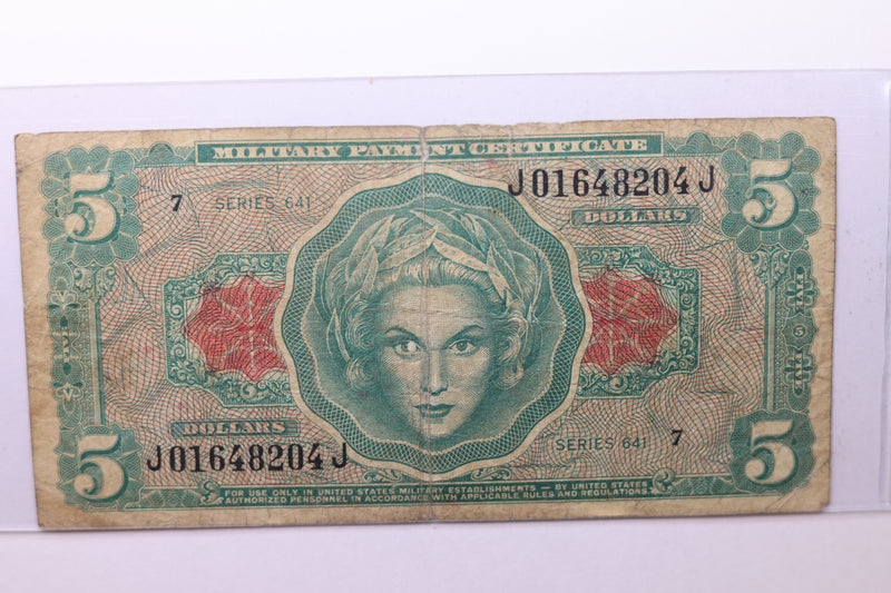 Five Dollar, Military Payment Certificate, (MPC), Affordable Circulated Currency., STORE SALE