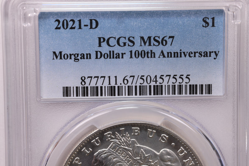 2021-D $1, Morgan Silver Dollar Commemorative Coin., PCGS MS-67.,