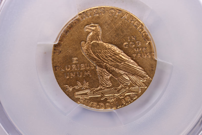 1909-D $5 Gold Piece., 'HALF EAGLE'., PCGS AU Details.,