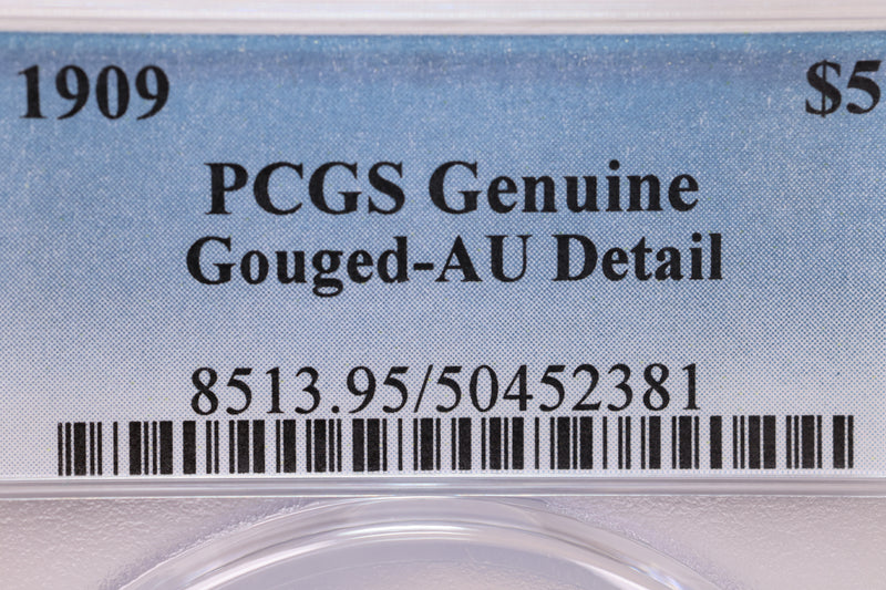 1909 $5 Gold Piece., 'HALF EAGLE'., PCGS AU Details.,  Store