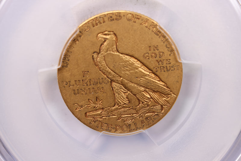 1908 $5 Gold Piece., 'HALF EAGLE'., PCGS VF-30.,  Store