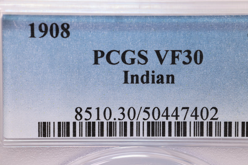 1908 $5 Gold Piece., 'HALF EAGLE'., PCGS VF-30.,  Store