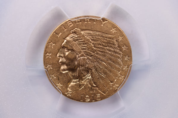 1915 $2.50 Gold Indian., 'QUARTER EAGLE'., PCGS AU-50.,  Store #1931