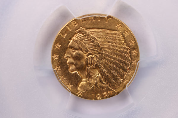 1927 $2.50 Gold Indian., 'QUARTER EAGLE'., PCGS UNC Detailed., Store #1938