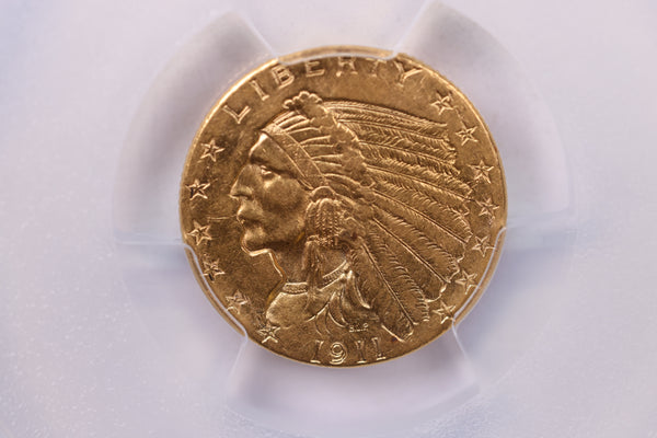 1911 $2.50 Gold Indian., 'QUARTER EAGLE'., PCGS AU 55., Store #1940