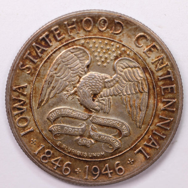 1946 Iowa Silver Half Dollar Commemorative., Toned., Store #1944