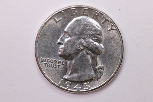 1945 Washington Silver Quarter, Affordable Collectible Coins. Large Store Sale #035321