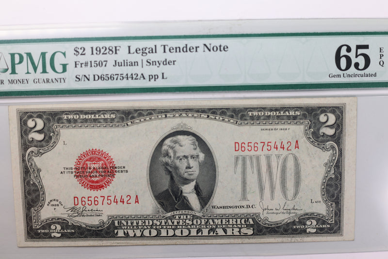 1928 F, $2., Legal Tender Note., PMG CU-65 EPQ., Store