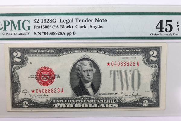 1928 G, $2., Legal Tender Note., *STAR NOTE*, PMG EF-45 EPQ., Store #1793