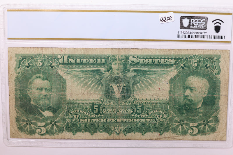 1896 $5., Silver Certificate., 'Educational Note'., PCGS F-15., Store