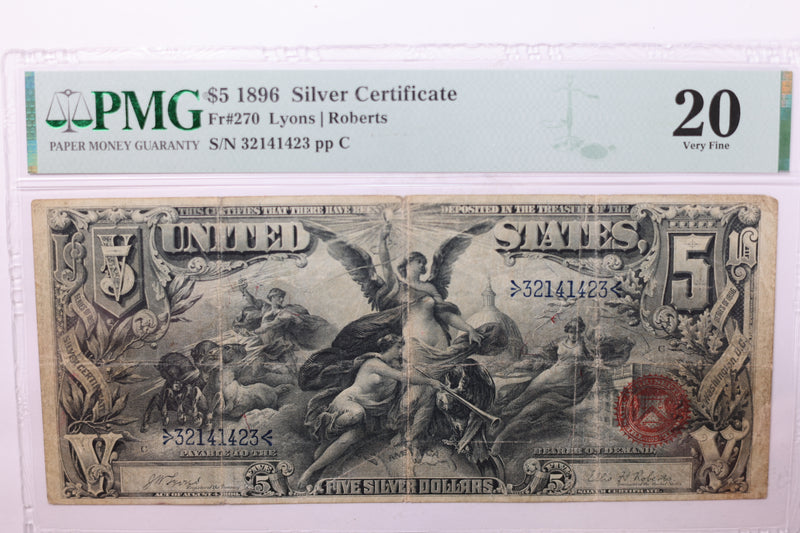 1896 $5., Silver Certificate., 'Educational Note'., PMG VF-20., Store