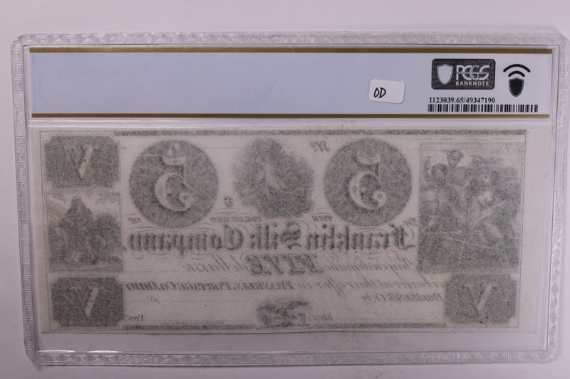 18__ $5., Franklin, Ohio., Obsolete Remainder., PCGS CU-65 PPQ., Store