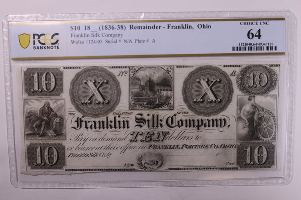 18__ $10., 'Franklin, Ohio'., Remainder Obsolete., PCGS CU-64 PPQ., Store #GOH002