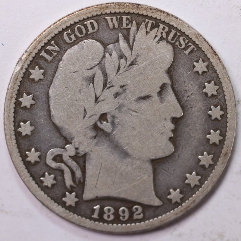 1892-O Barber Half Dollar, Very Good Circulated Coin, Store