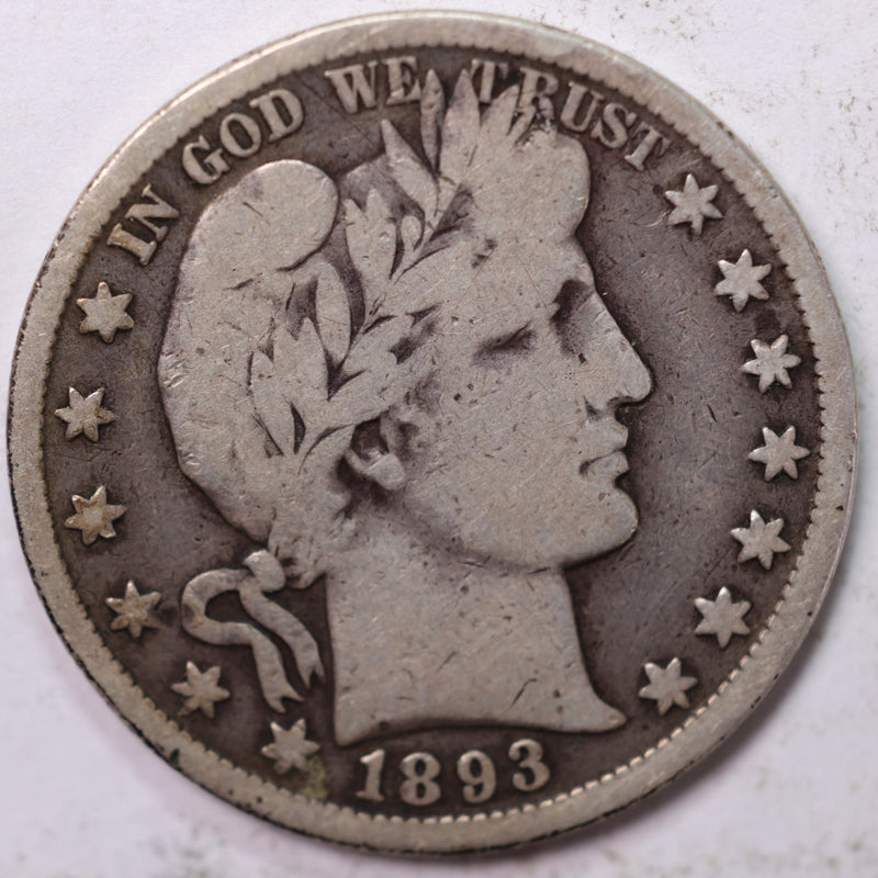 1893-O Barber Half Dollar, Very Good Circulated Coin, Store