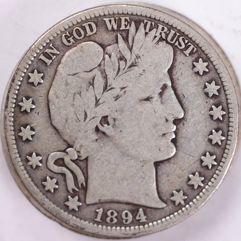 1894 Barber Half Dollar, Very Good Circulated Coin, Store