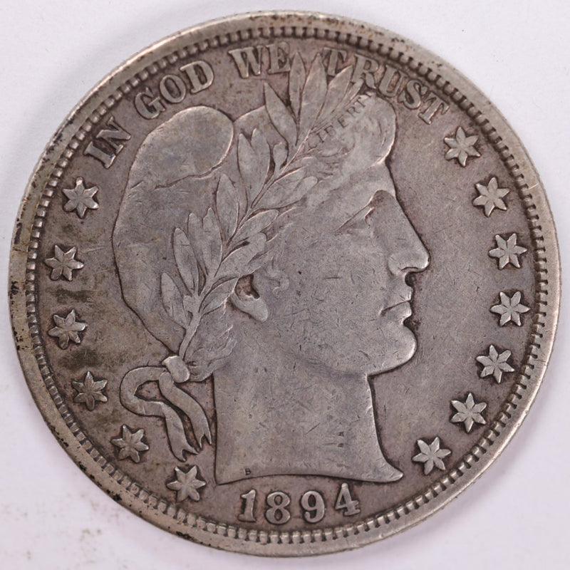 1894-S Barber Half Dollar, Very Fine Circulated Coin, Store