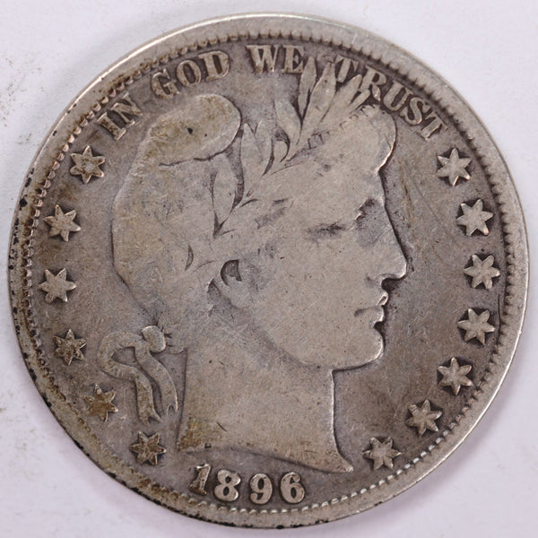 1896 Barber Half Dollar, Fine Circulated Coin, Store #H896.01