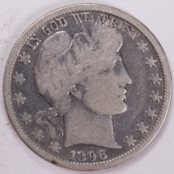 1896-O Barber Half Dollar, Very Good Circulated Coin, Store #H896O01