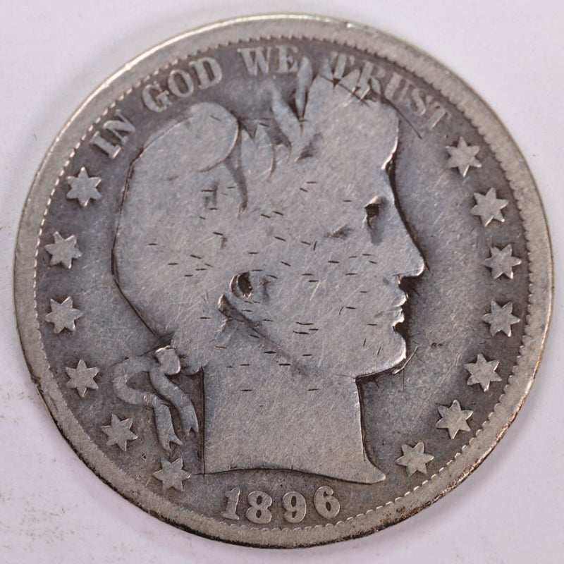 1896-O Barber Half Dollar, Very Good Circulated Coin, Store