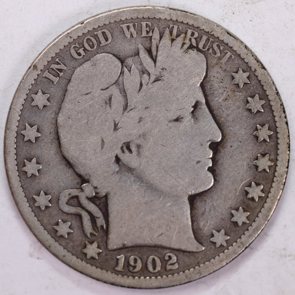 1902-O Barber Half Dollar, Very Good Circulated Coin, Store #H902O01