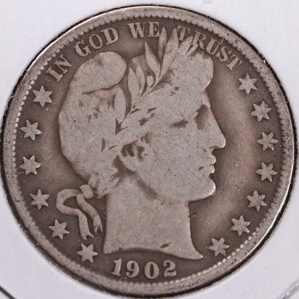 1902 Barber Half Dollar, Very Good Circulated Coin, Store #H902.02