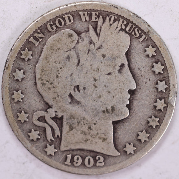 1902-S Barber Half Dollar, Good Circulated Coin, Store #H902S01