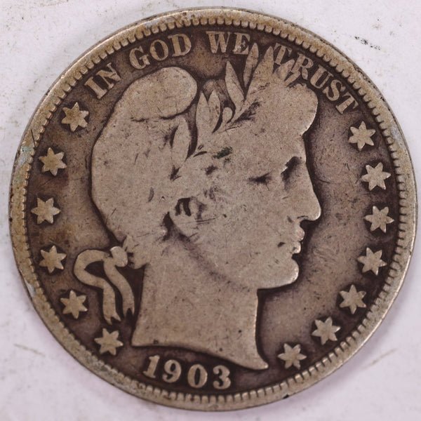 1903 Barber Half Dollar, Very Good Circulated Coin, Store #H903.01