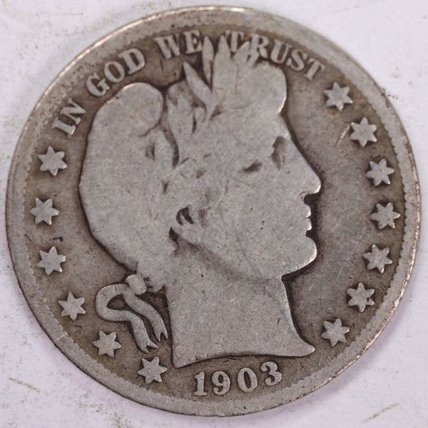 1903-S Barber Half Dollar, Very Good Circulated Coin, Store #H903S02