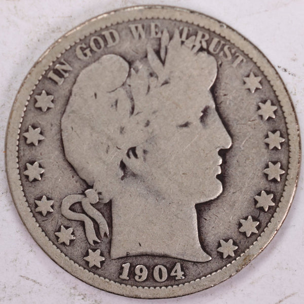 1904-O Barber Half Dollar, Very Good Circulated Coin, Store #H904O01