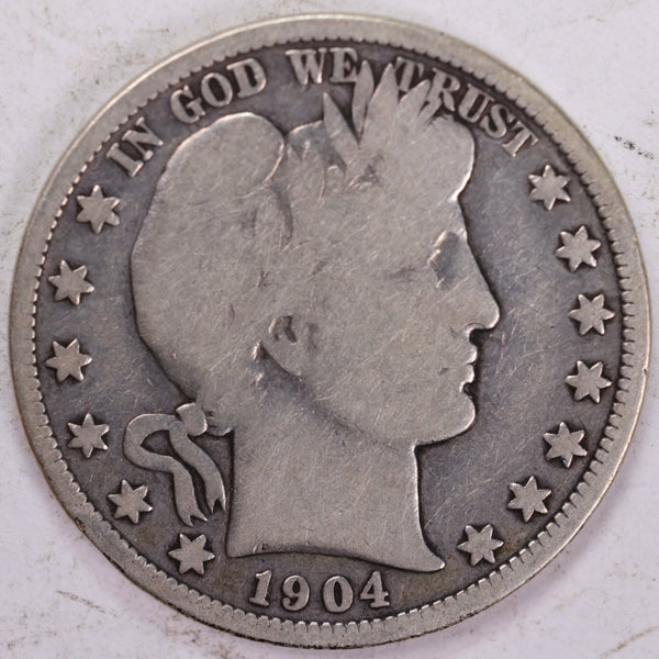 1904-O Barber Half Dollar, Very Good Circulated Coin, Store #H904O02