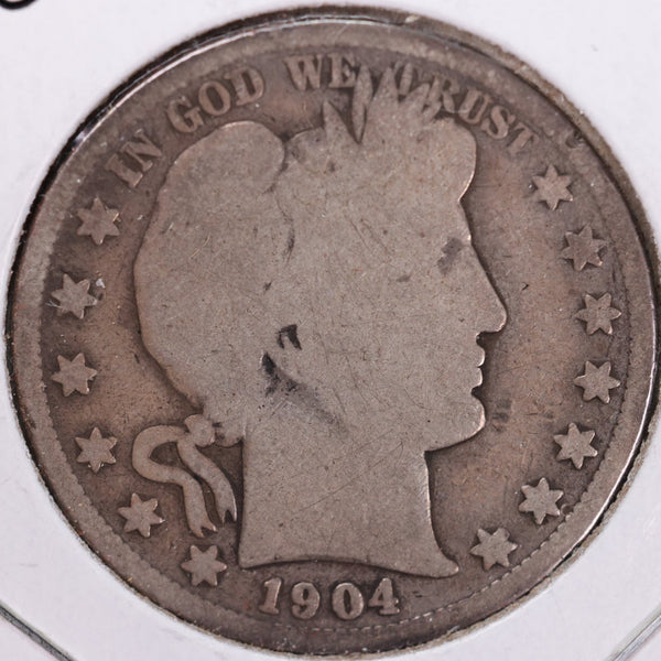 1904-O Barber Half Dollar, Good Circulated Coin, Store #H904O04