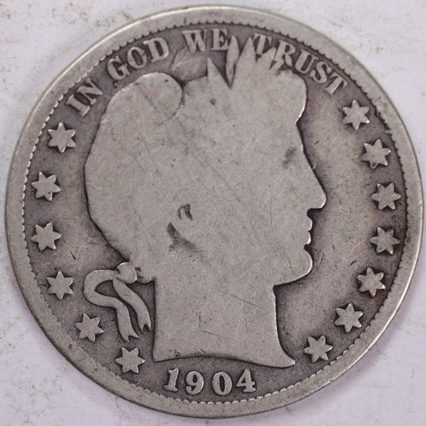 1904-S Barber Half Dollar, Good Circulated Coin, Store #H904S01