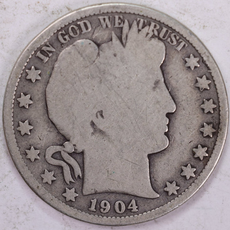 1904-S Barber Half Dollar, Good Circulated Coin, Store