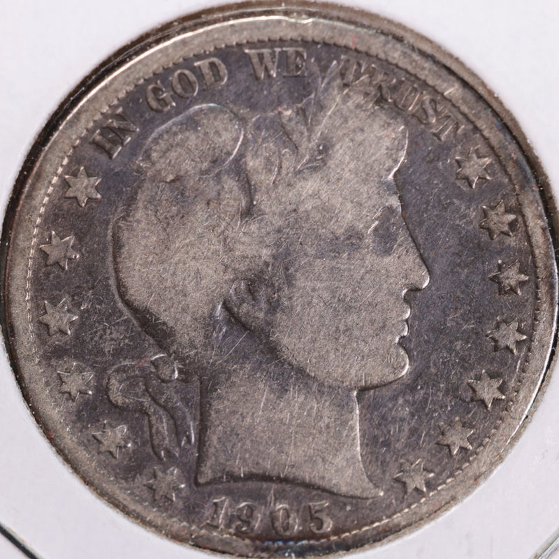 1905 Barber Half Dollar, Very Good Circulated Coin, Store