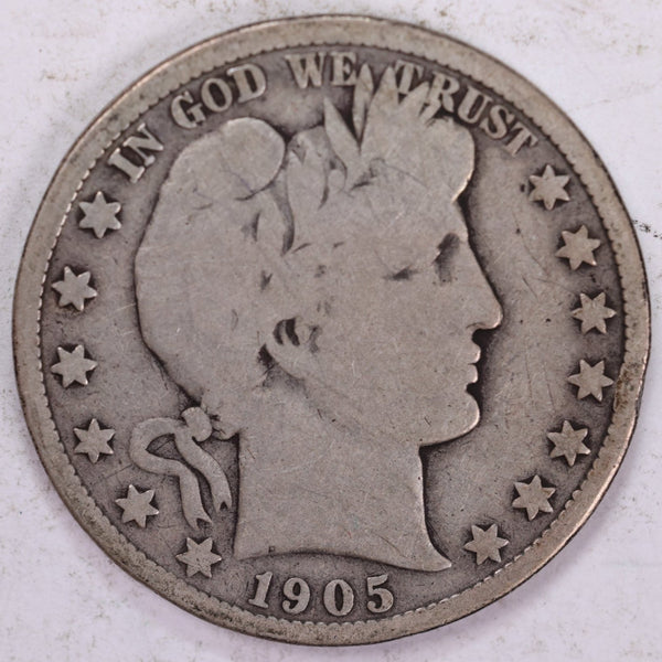 1905 Barber Half Dollar, Very Good Circulated Coin, Store #H905.02