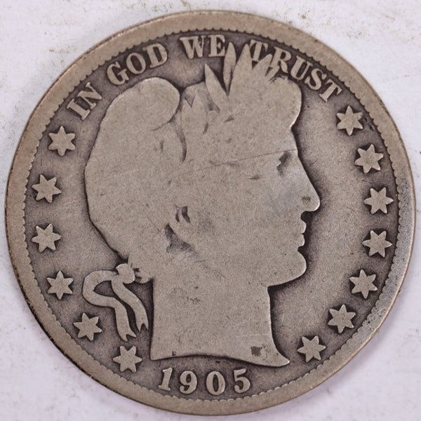 1905-O Barber Half Dollar, Good+ Circulated Coin, Store #H905O01