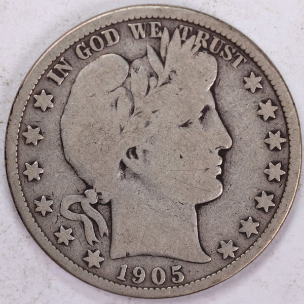 1905-S Barber Half Dollar, Very Good Circulated Coin, Store #H905S03