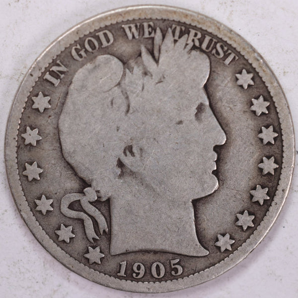 1905-O Barber Half Dollar, Very Good Circulated Coin, Store #H905O02