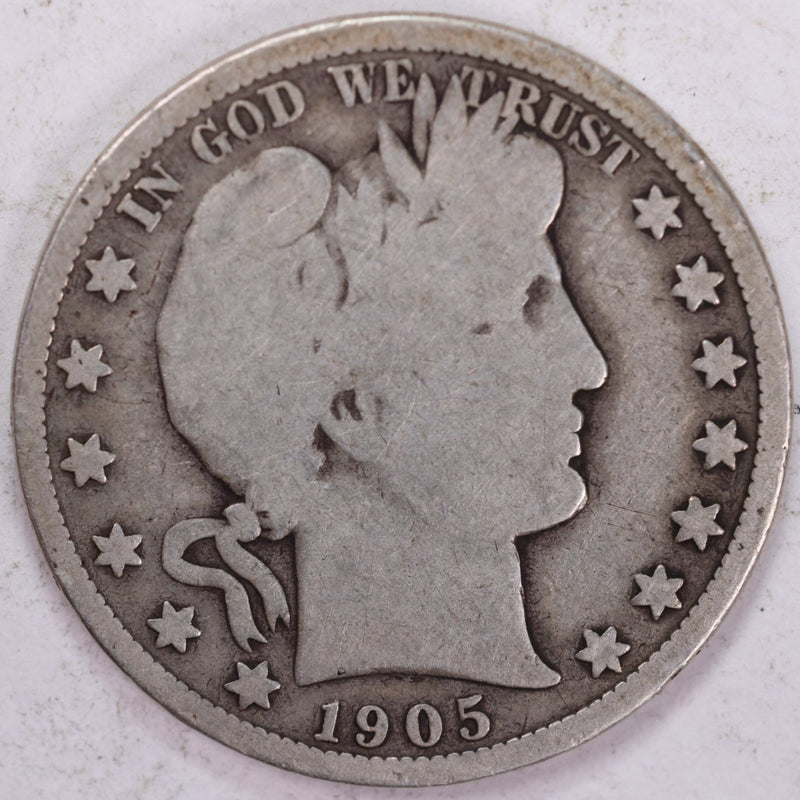 1905-O Barber Half Dollar, Very Good Circulated Coin, Store