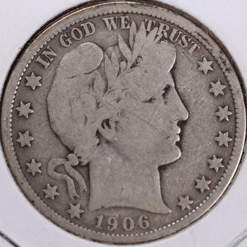 1906 Barber Half Dollar, Very Good Circulated Coin, Store