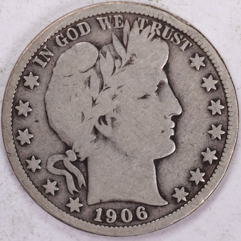 1906-D Barber Half Dollar, Very Good Circulated Coin, Store